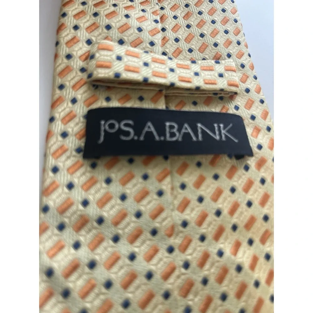 JoS A Bank Mens Silk Necktie Geometric Yellow Tie 59